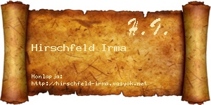 Hirschfeld Irma névjegykártya